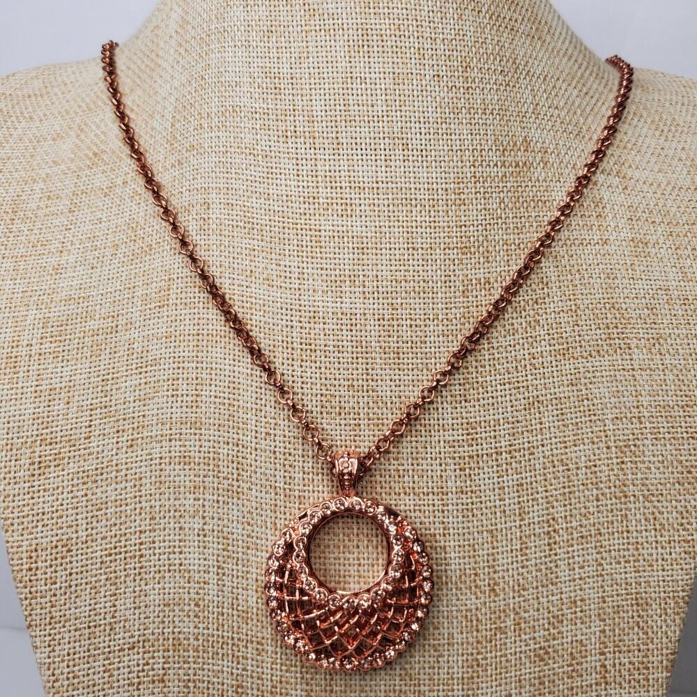 Vintage Necklace Copper Mini Metal Handbag on Chain 36 Inch